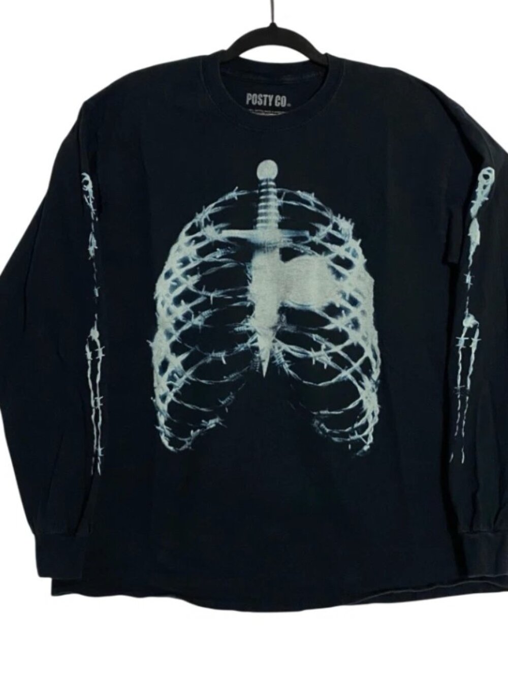 Posty Co. Post Malone Bershka Mens Black Long Sleeve Tour Tee Shirt Size Large